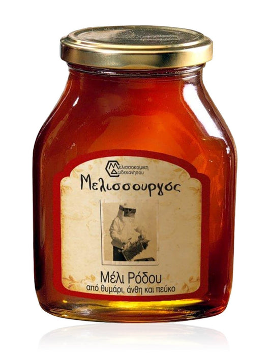 Μέλι πεύκου, θυμαριού & ανθέων, Ρόδου "Μελισσουργός" 450g
